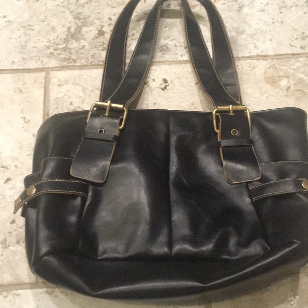 Faux leather black bag